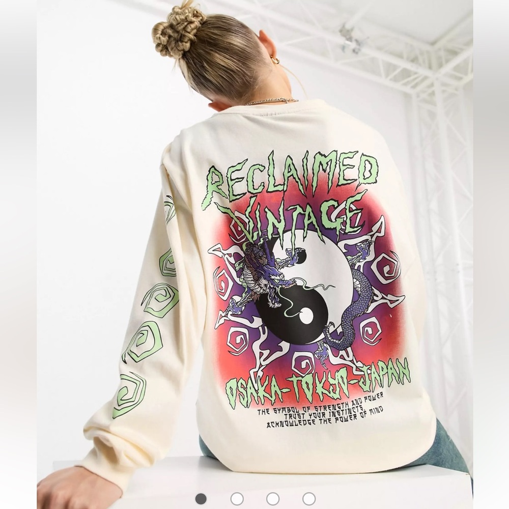 Reclaimed vintage ying yang long sleeve tee